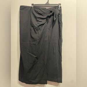 Universal Thread Women's MIDI Wrap Skirt Black Large with pockets 32 1/2” long